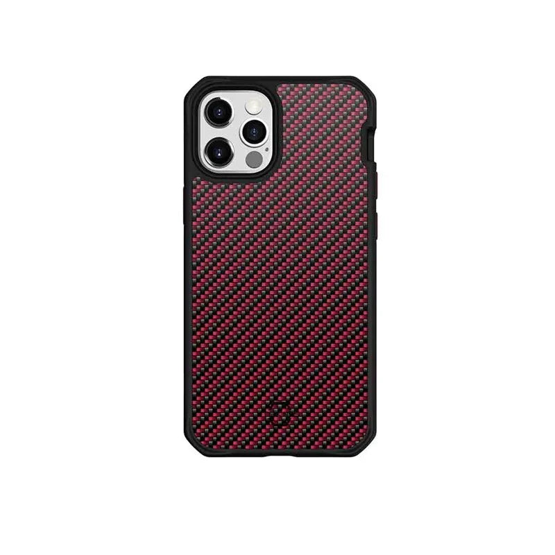 Itskins Hybrid Carbon iPhone 12 & 12 Pro Case - Red Carbon And Red - Tashqila Itskins Hybrid Carbon iPhone 12 & 12 Pro Case - Red Carbon And Red - Tashqila